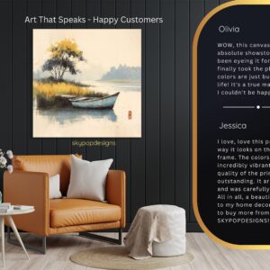 Serene Lake Boat Art