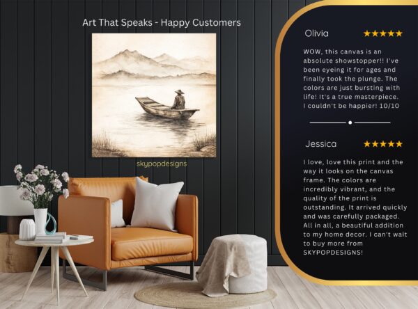 Tranquil Lake Boat Art