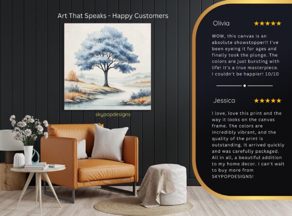 Blue Tree Landscape Art