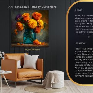 Marigolds in Teal Jar Art