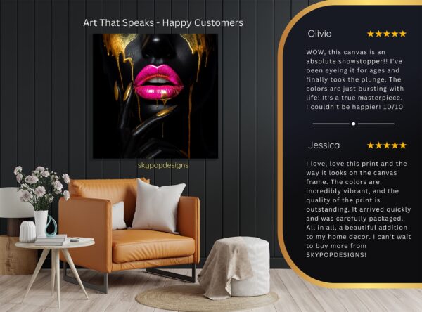 Golden Drip Lips Art