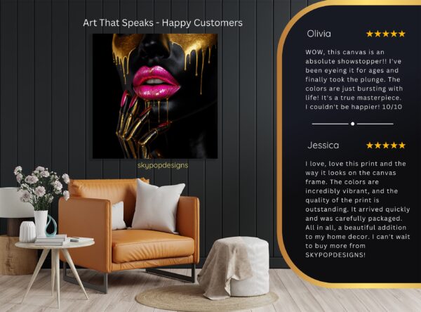 Golden Drip Lips Art