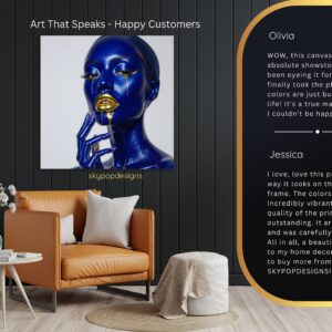 Blue Gold Drip Art