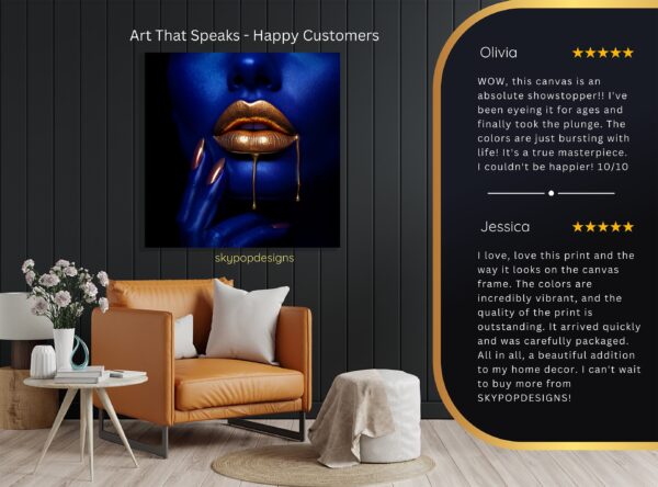 Golden Lips Blue Face Art