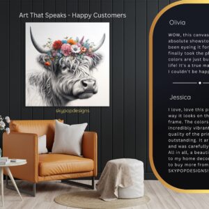 Highland Cow Floral Crown Art