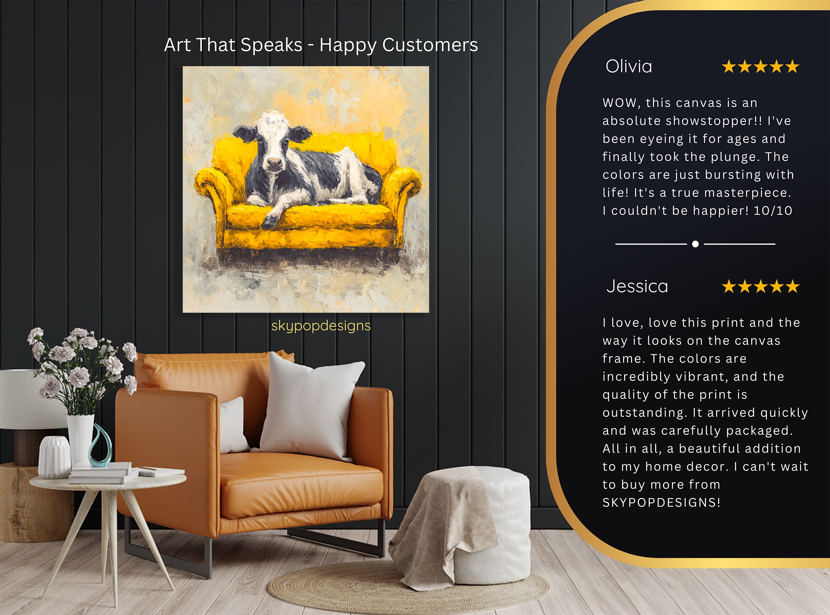 8.jpg Cow on Yellow Couch Art