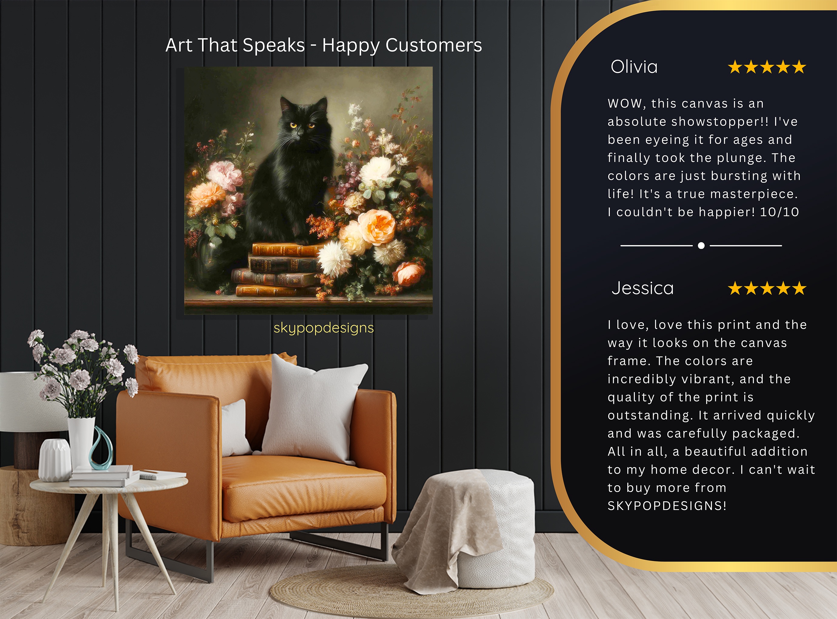 8.jpg Black Cat Floral Books Art