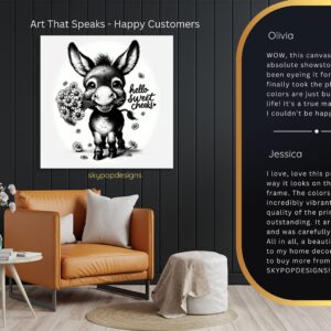 Donkey Holding Flowers Art