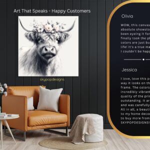 Highland Cow Floral Crown Art