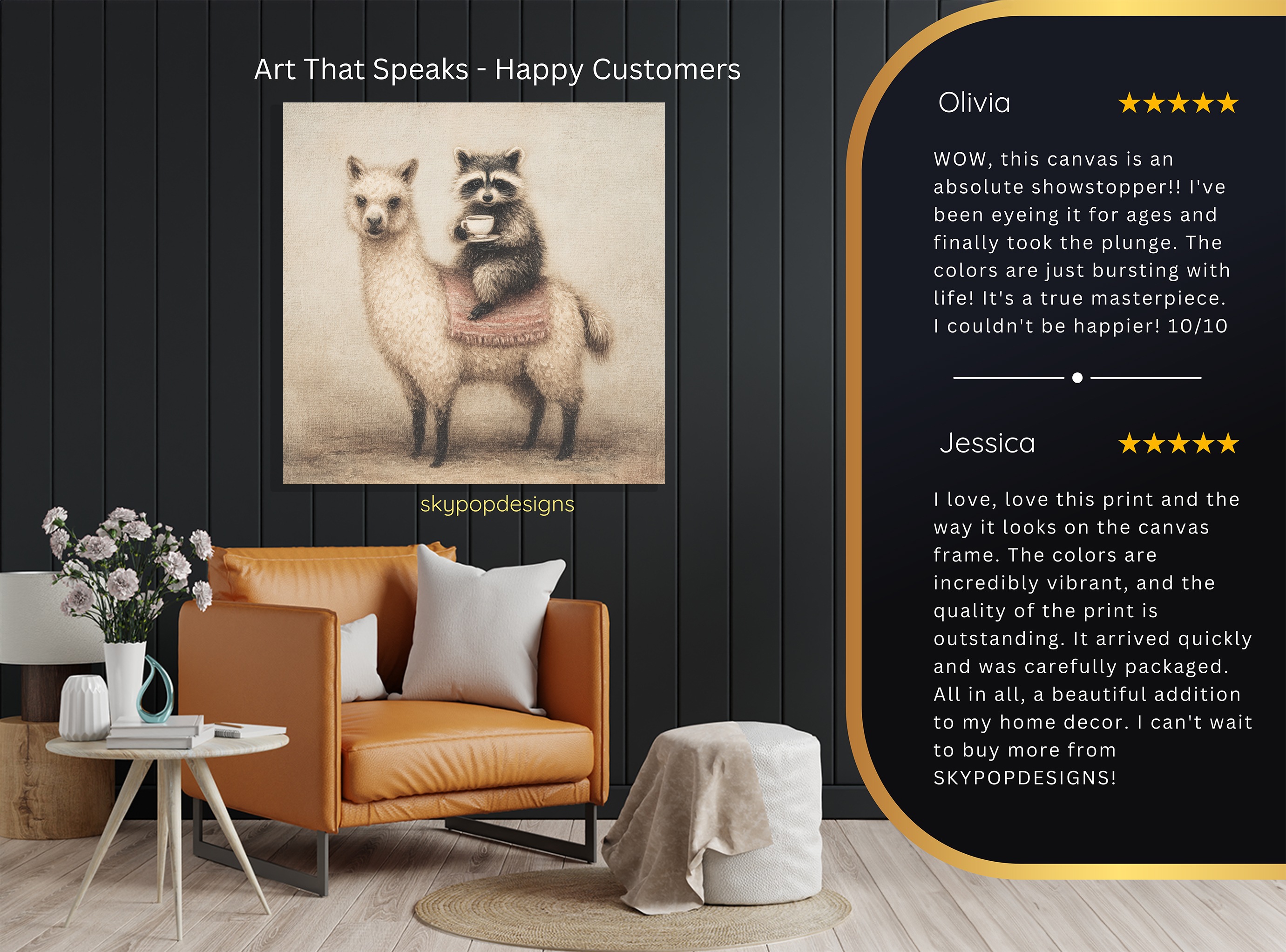 8.jpg Llama and Raccoon Art