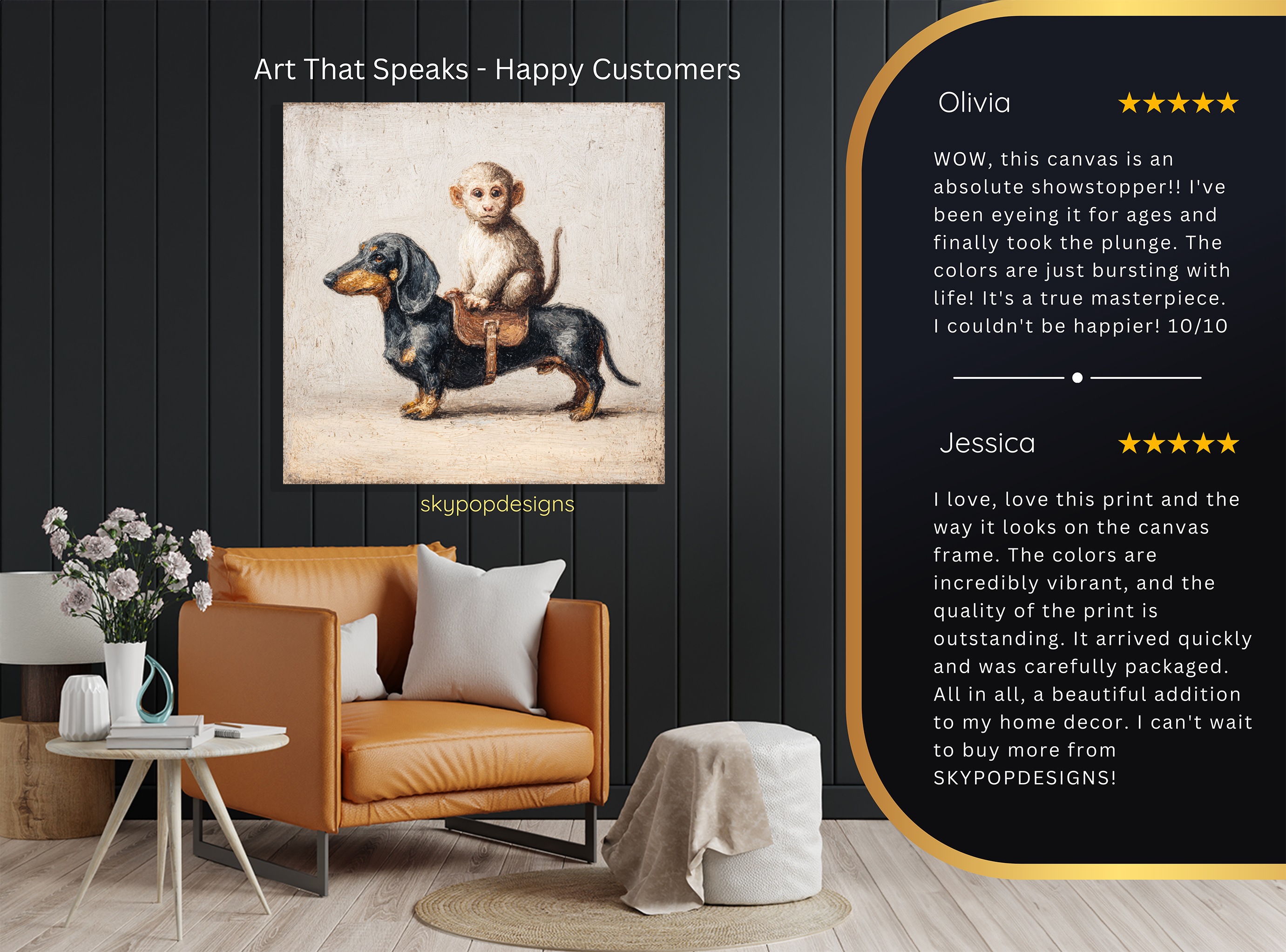 8.jpg Monkey Riding Dachshund Art