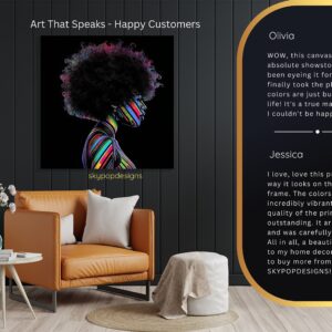 Rainbow Streaks Afro Woman Art