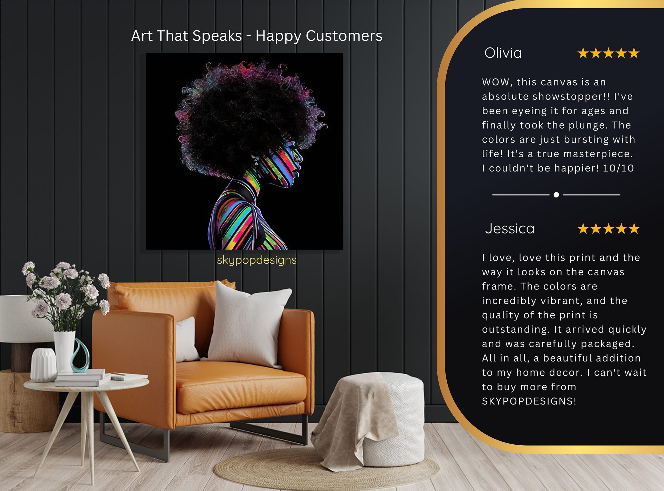 8.jpg Rainbow Streaks Afro Woman Art