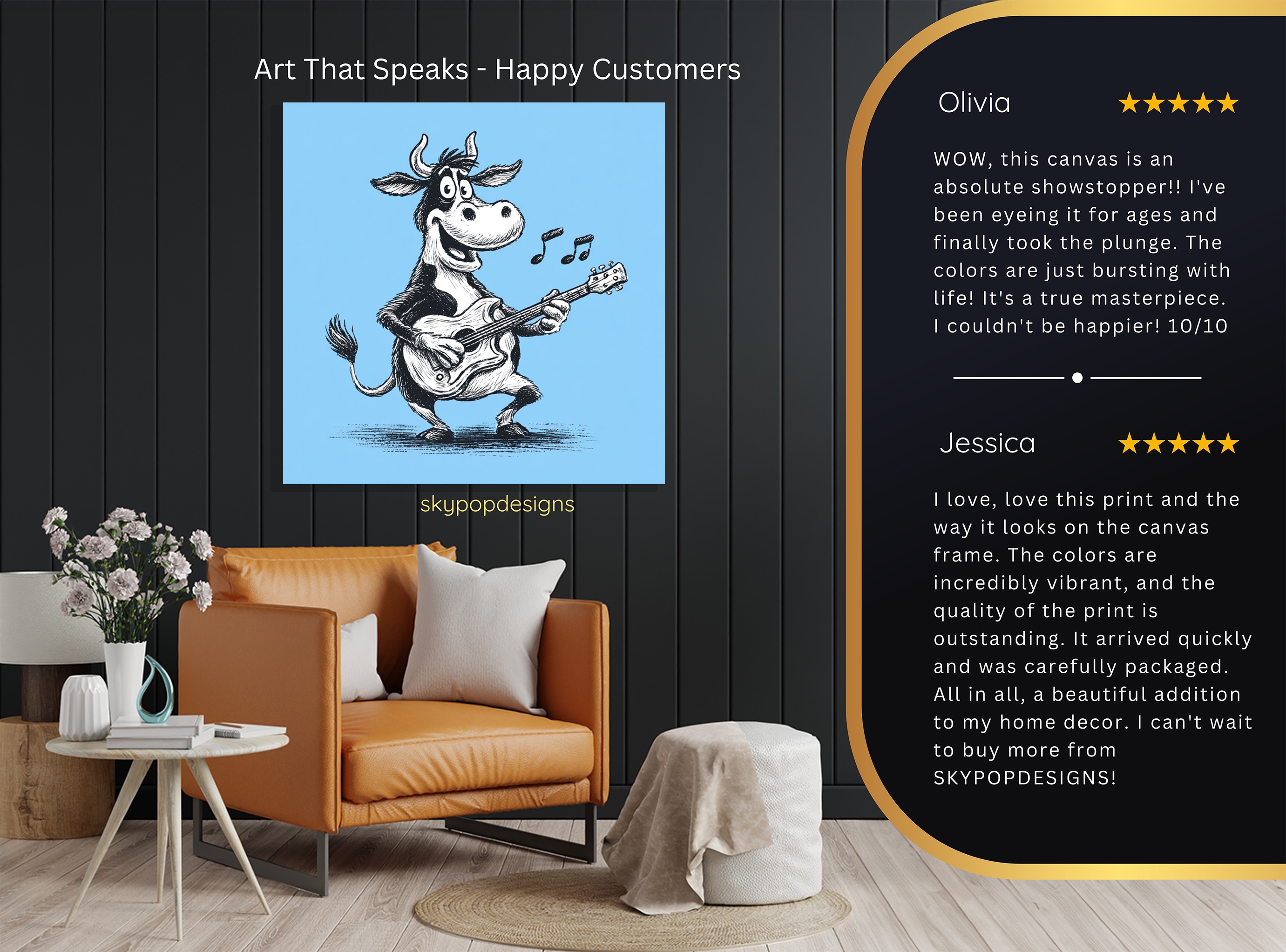 8.jpg Cow Playing Guitar Art