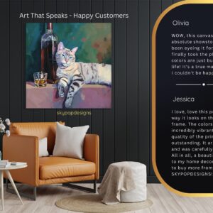 Cat and Wine Art
