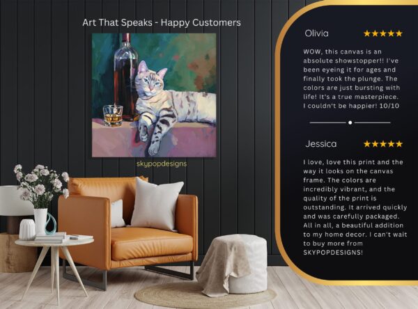 Cat and Wine Art