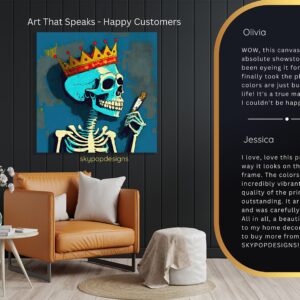 King Skeleton Smoking Art
