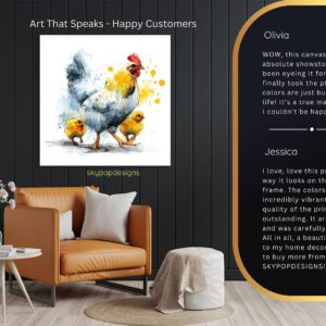 Rooster and Chicks Art