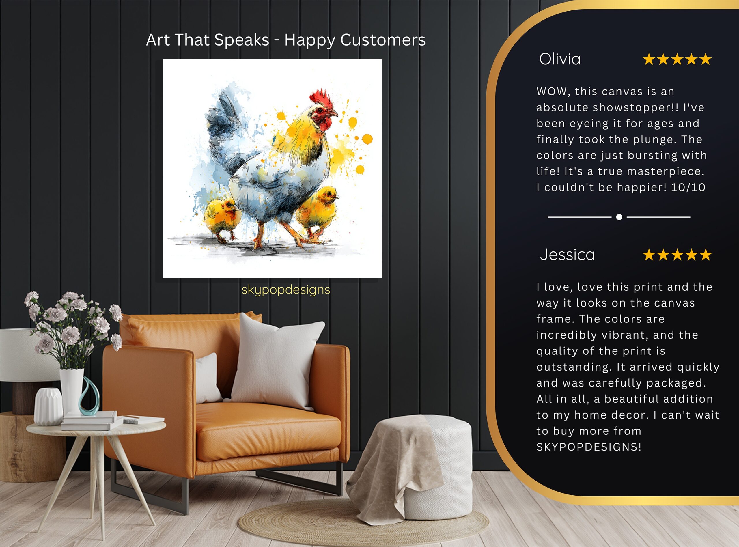 8.jpg Rooster and Chicks Art