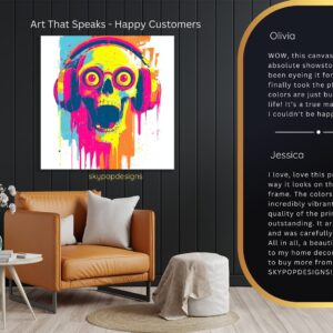 Neon Skull Headphones Art