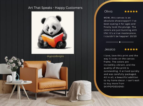 Panda Reading Book Art