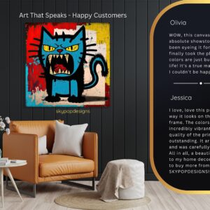 Blue Cat Grin Art