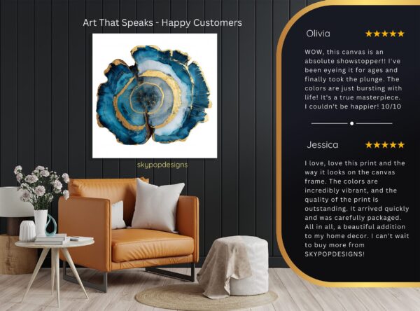 Blue and Gold Agate Art