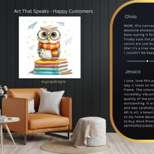 Owl Book Stack Art
