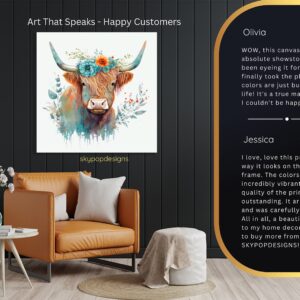 Highland Cow Floral Crown Art