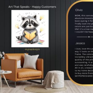 Raccoon Reading Art