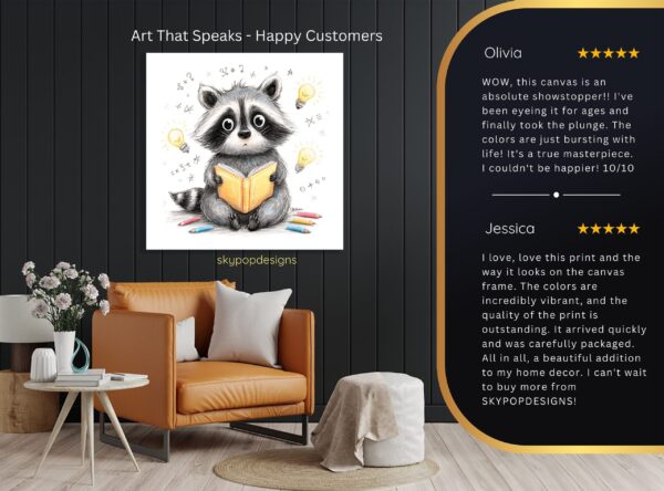 Raccoon Reading Art