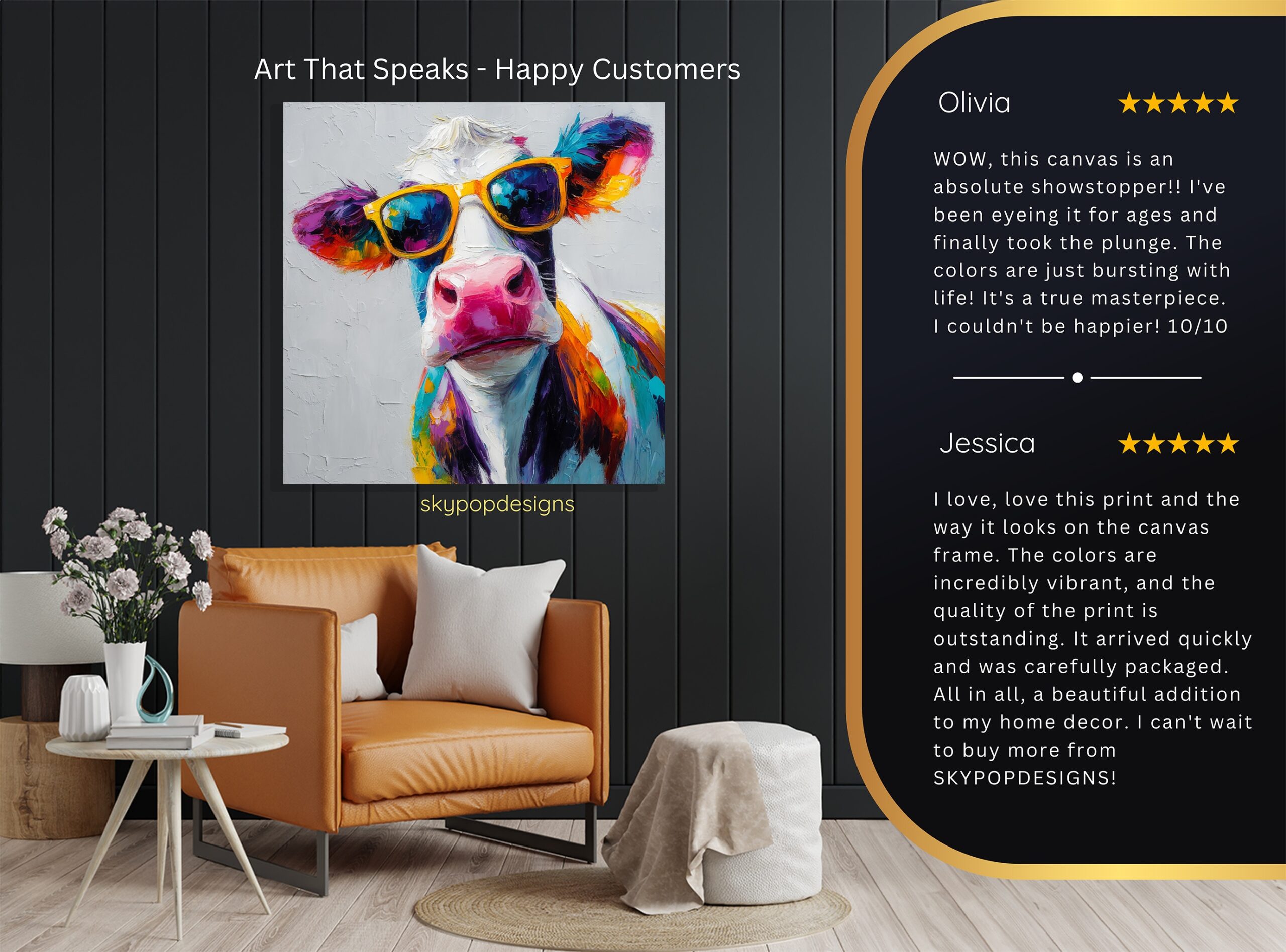 8.jpg Colorful Cow Art