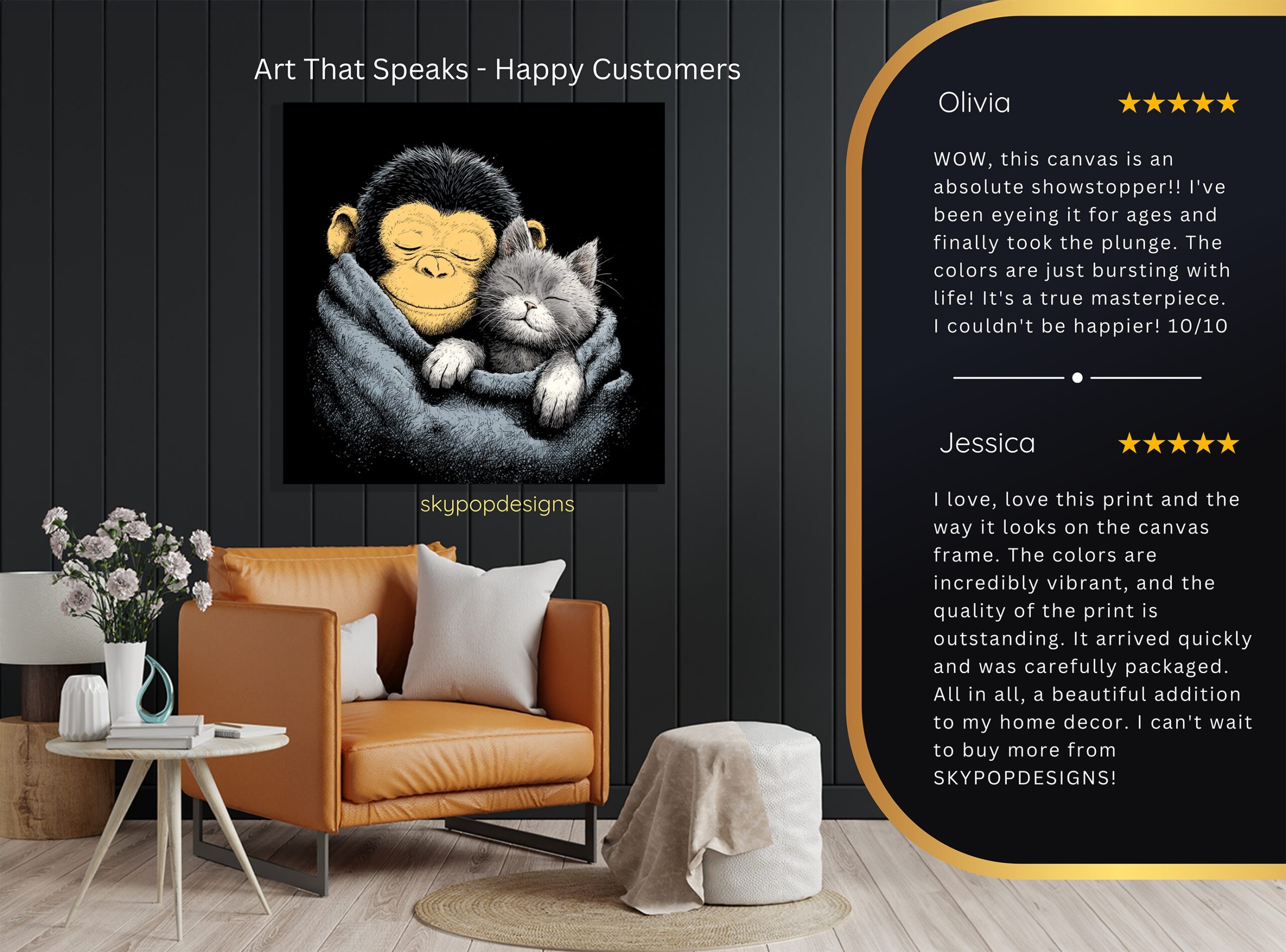 8.jpg Monkey Cat Cuddle Art