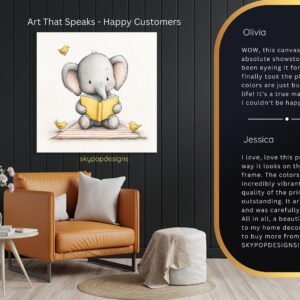 Elephant Reading Book Art