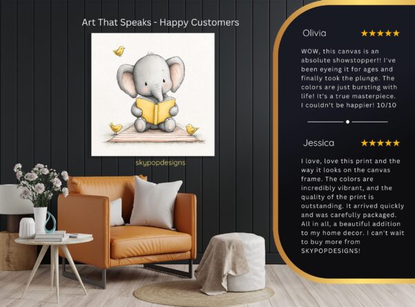 Elephant Reading Book Art