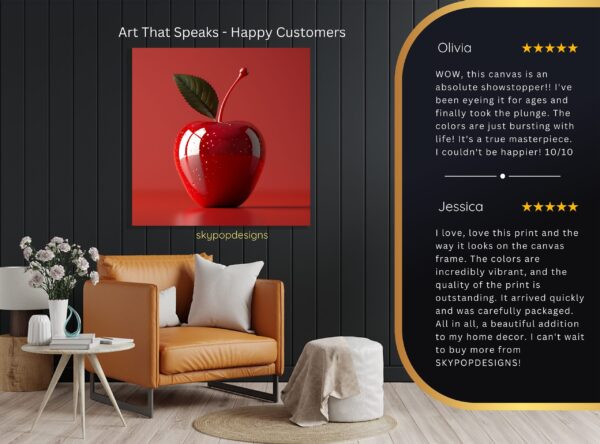 Glossy Red Apple Art