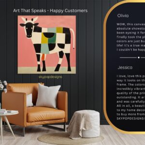 Colorful Geometric Cow Art