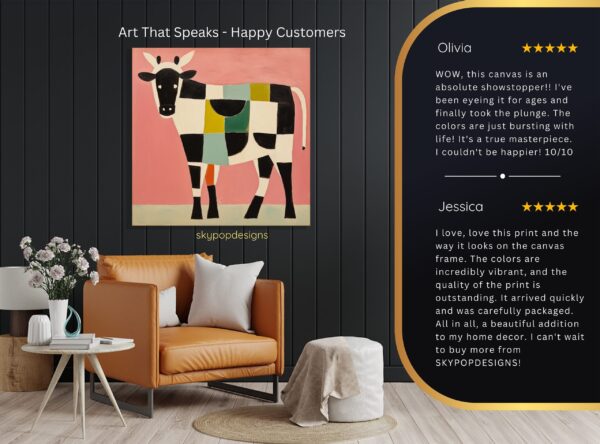Colorful Geometric Cow Art