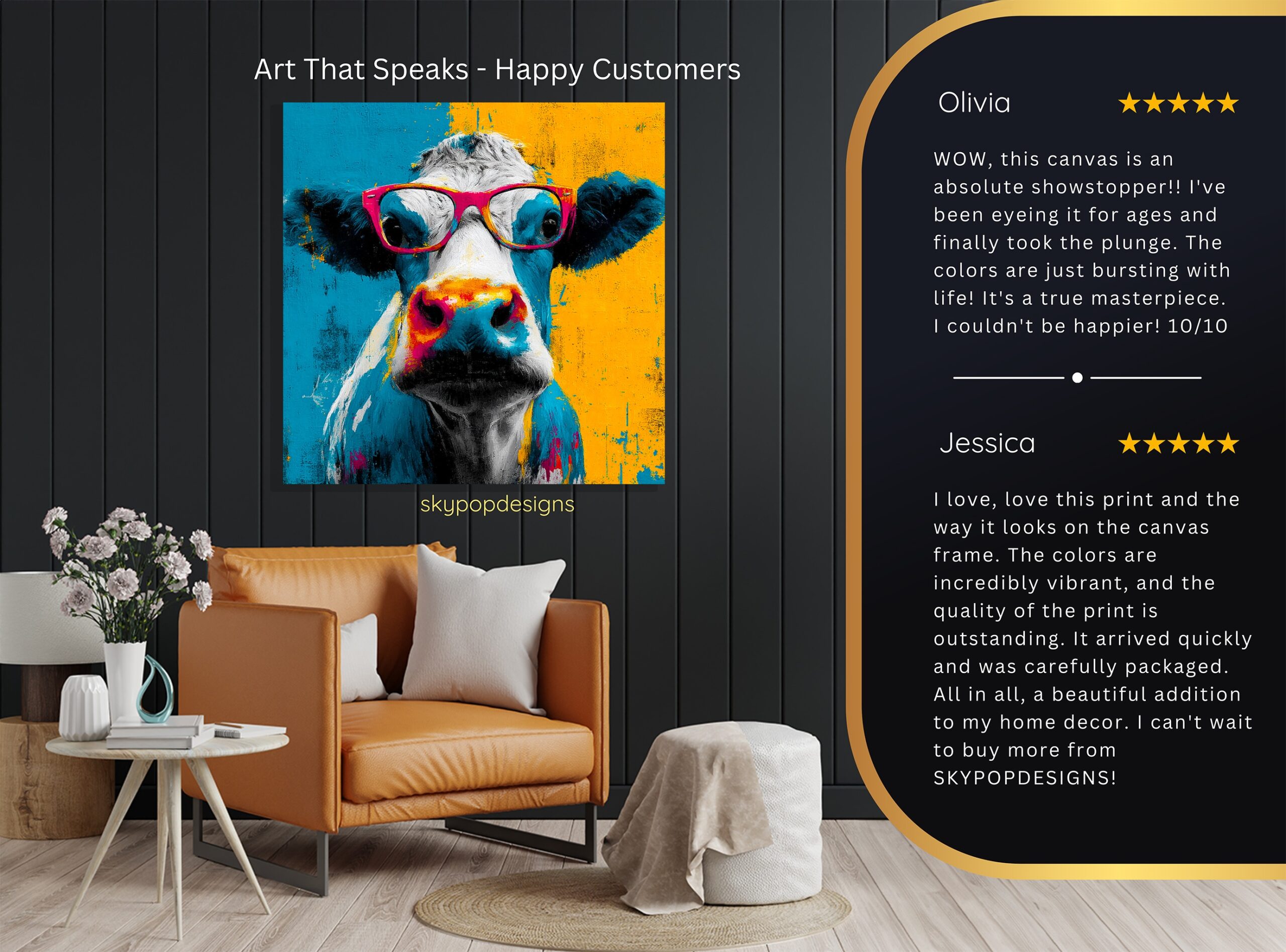8.jpg Colorful Cow Art