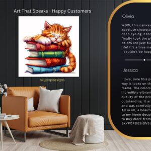 Cat Reading Books Art