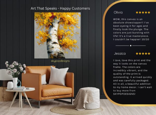 Golden Birch Tree Art