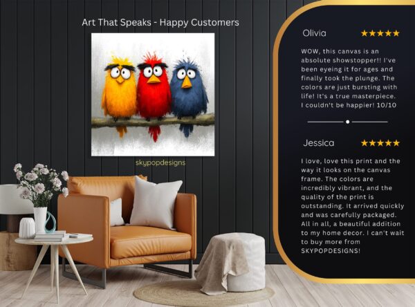 Colorful Cartoon Birds Art