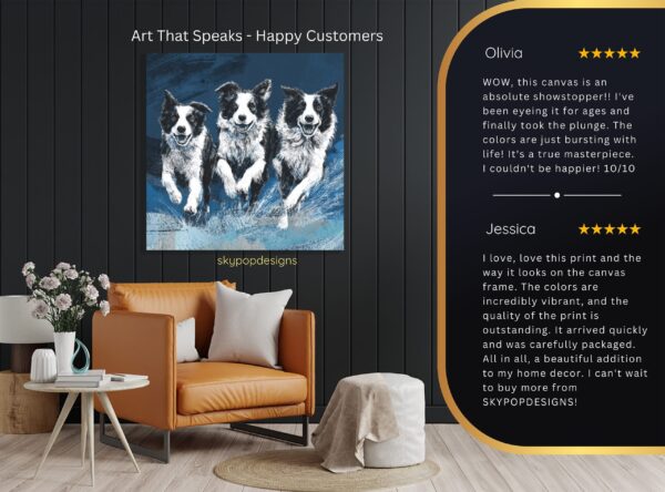 Border Collie Trio Art