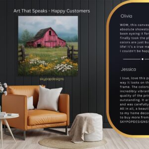 Red Barn Wildflower Art