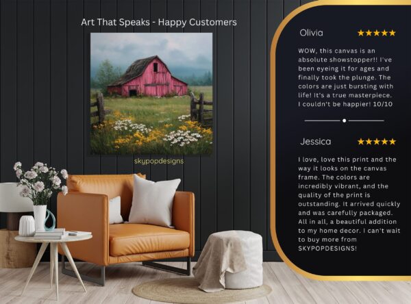 Red Barn Wildflower Art