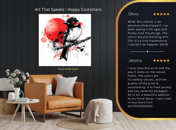 Red Sun Bird Art