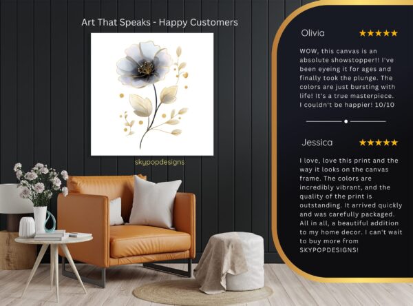 Gray and Gold Flower Art