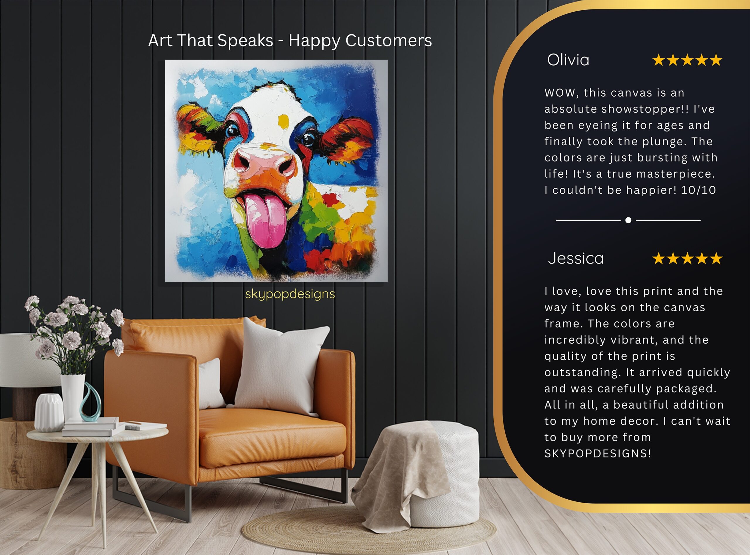 8.jpg Colorful Cow Art