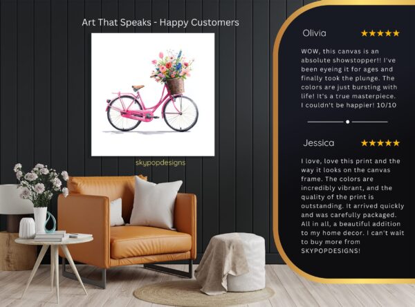 Vintage Bicycle Floral Basket Art