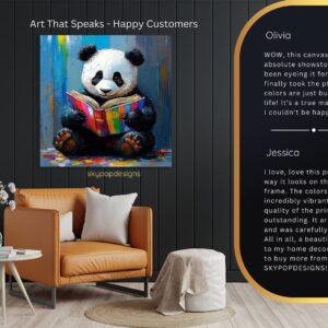 Panda Reading Book Art